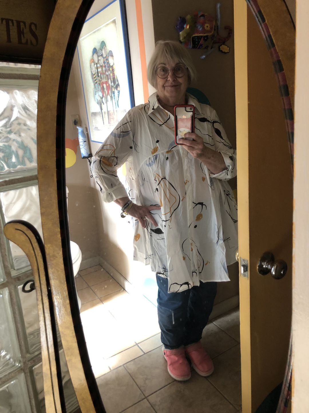 Customer photo review of Plus Size - Printed Single Breasted Polo Collar Shirt