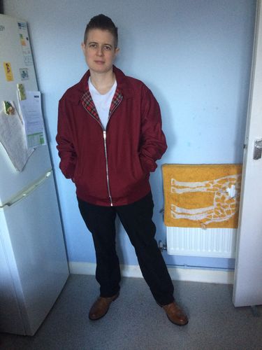 Customer photo review of Mens Classic Harrington Jacket - Burgundy