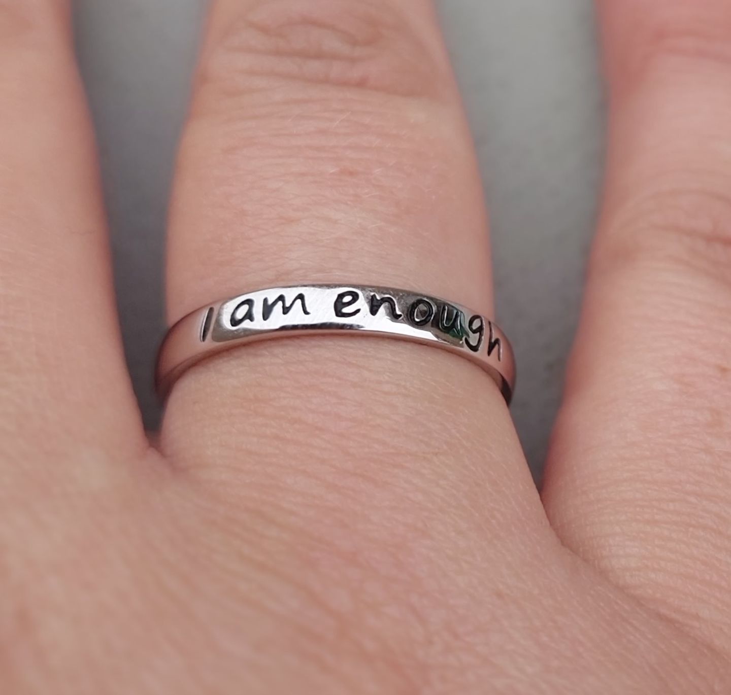Customer photo review of 925 Sterling Silver 'I Am Enough' Ring