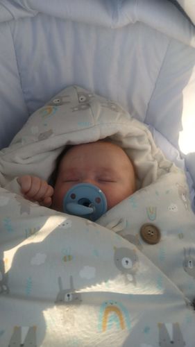 Customer photo review of Chupete Dusty Blue Nenina & Co