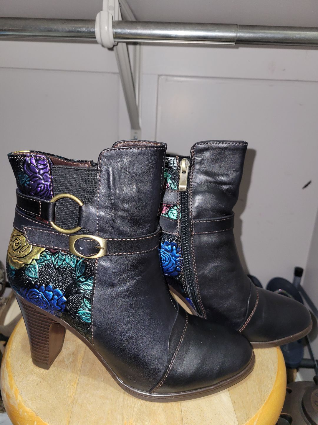 Customer photo review of Vintage Handmade Embossed Adjustable Ankle Boots
