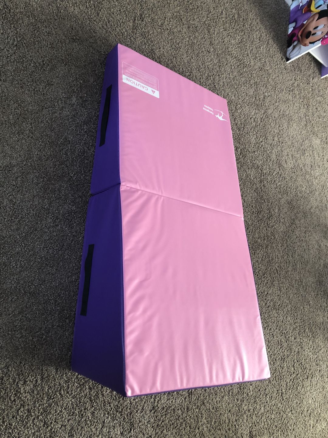 Customer photo review of KangarooHoppers Incline Gymnastics Tumbling Wedge Folding Mat, 48”x24”x14”