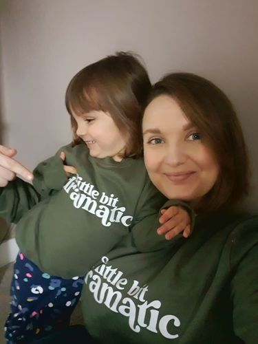 Customer photo review of Little Bit Dramatic Military Green Sweatshirt