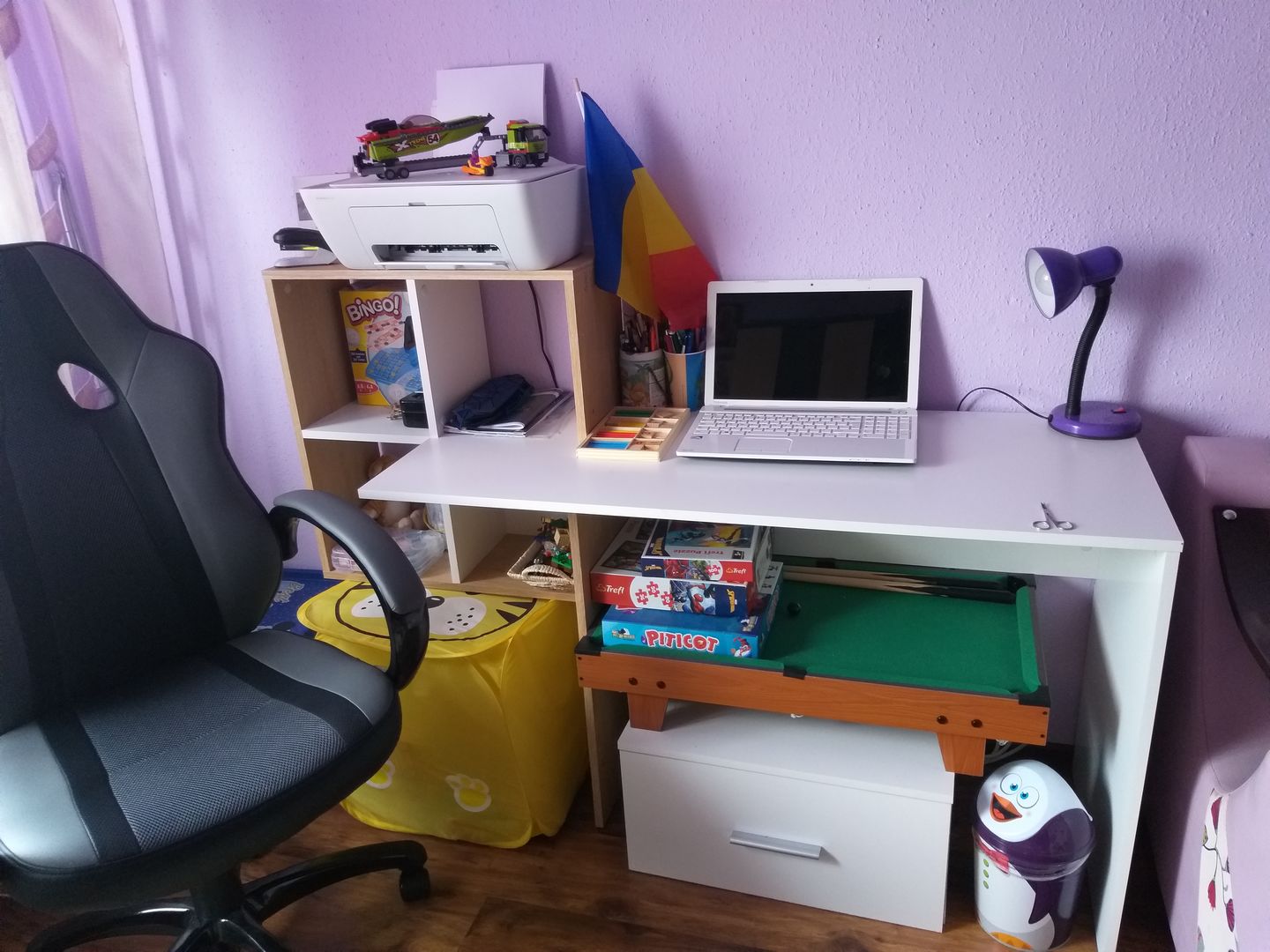 Customer photo review of Birou Grosso, alb/stejar wotan, PAL melaminat, 149X50X105 CM