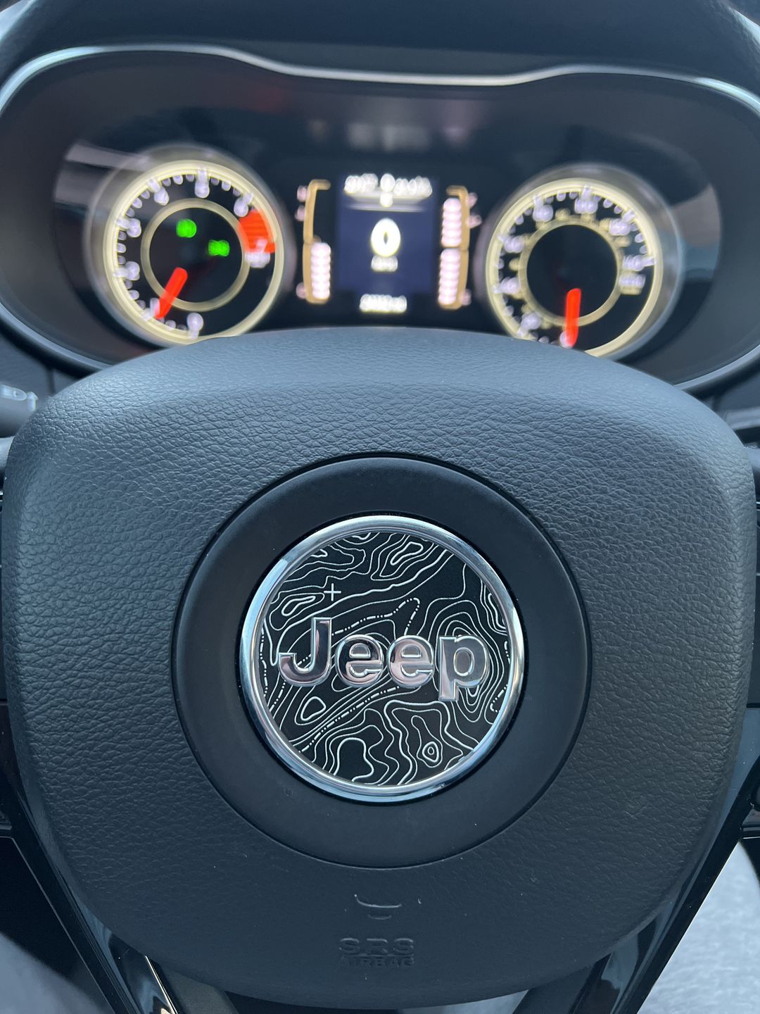 Customer photo review of Topographical Map Print Steering Wheel Decal for Jeep