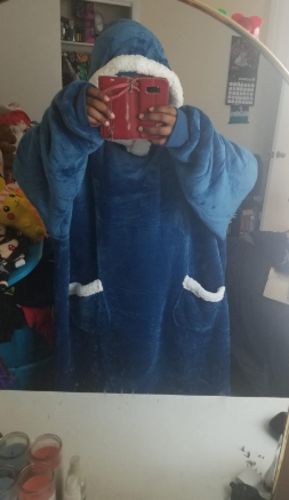 Customer photo review of The Long Flannel Blanket Hoodie