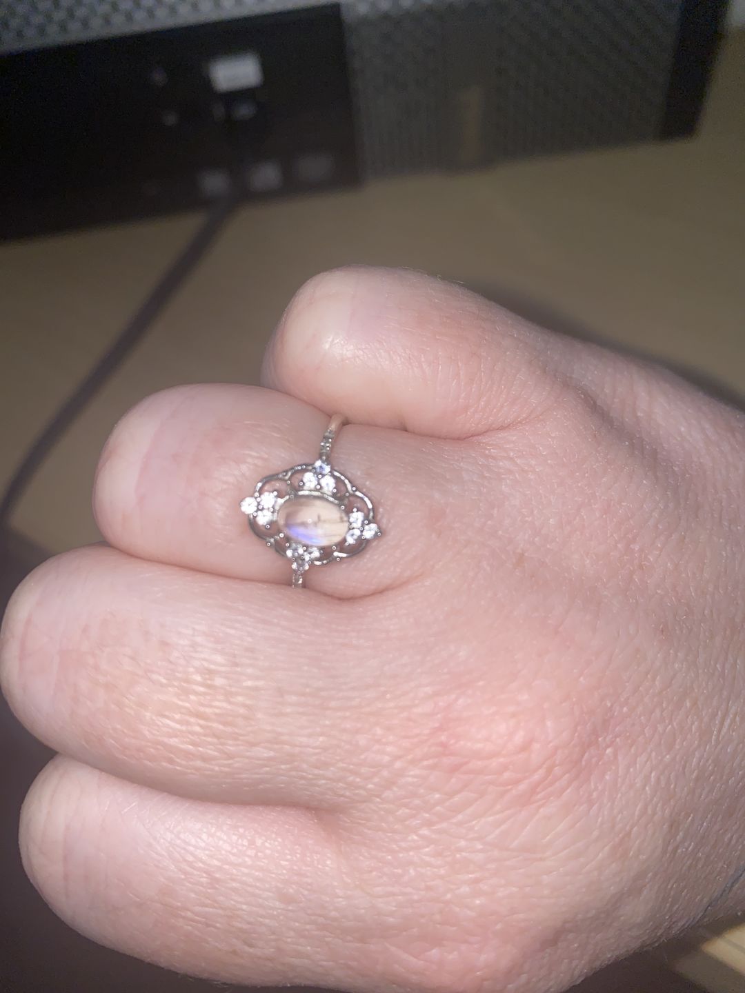 Customer photo review of Moonstone Promise Ring 925 Sterling Silver