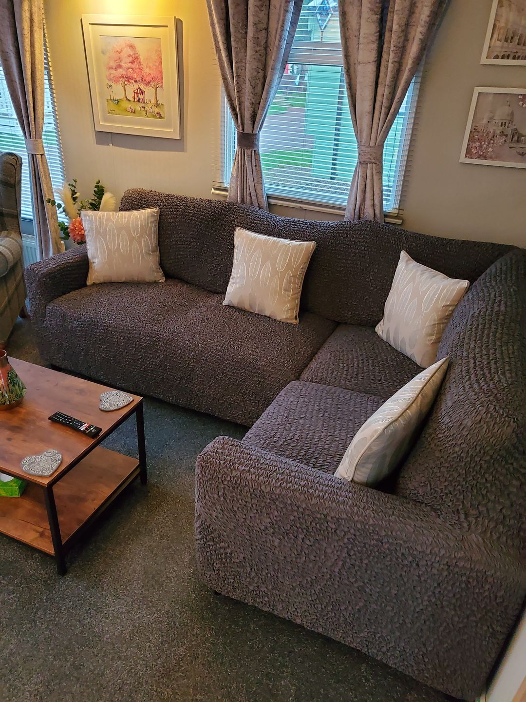Customer photo review of Corner Sofa Cover - Charcoal  Microfibra