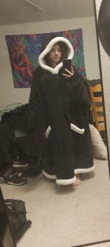 Customer photo review of The Long Flannel Blanket Hoodie