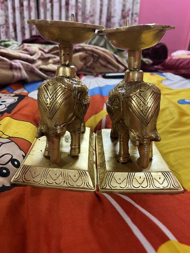 Customer photo review of Elephant Brass Lamp - Yaani Vilakku - Kartigai Deepam (Pack of 2)