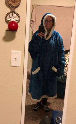 Customer photo review of The Long Flannel Blanket Hoodie