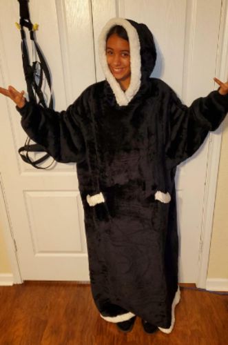 Customer photo review of The Long Flannel Blanket Hoodie