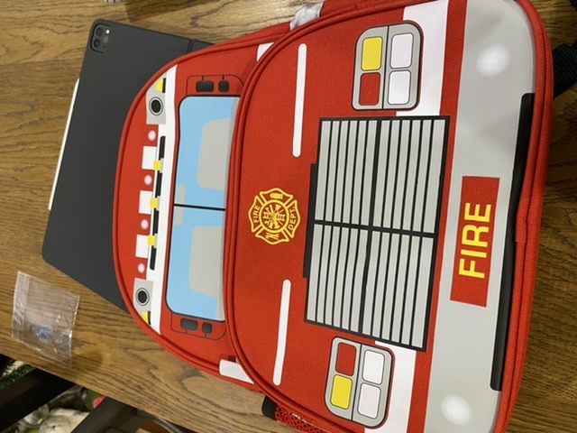 Customer photo review of Fire Truck Backpack