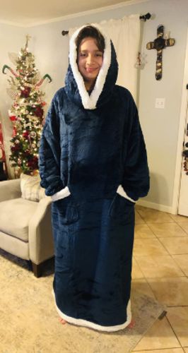 Customer photo review of The Long Flannel Blanket Hoodie
