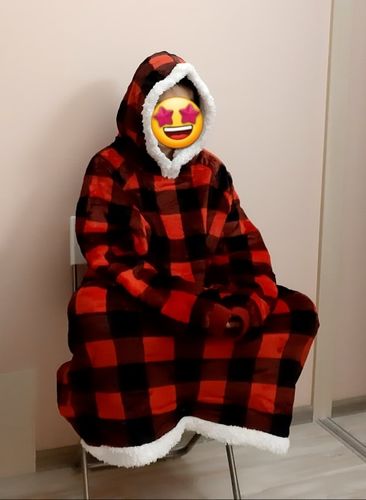 Customer photo review of The Long Flannel Blanket Hoodie