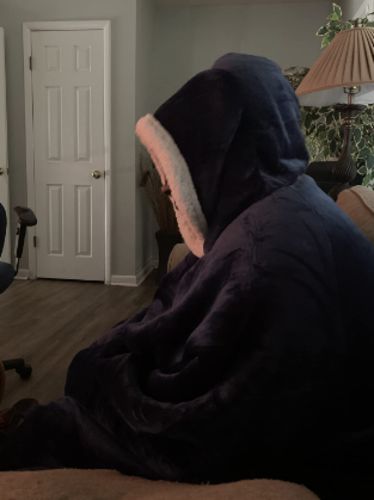 Customer photo review of The Long Flannel Blanket Hoodie