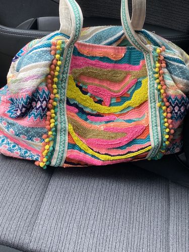 Customer photo review of Daphne Embellished Multi-colored Hand Beaded Tote