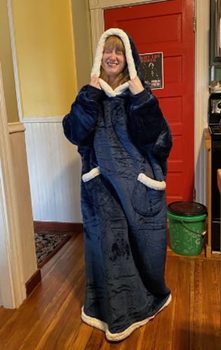 Customer photo review of The Long Flannel Blanket Hoodie