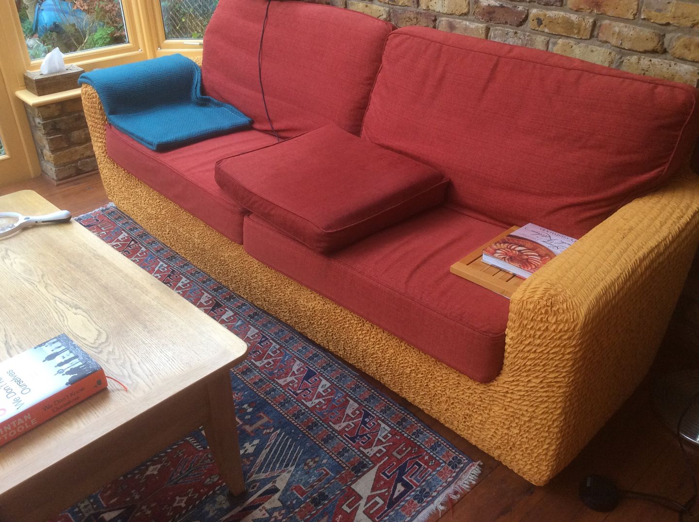 Customer photo review of 3 Seater Sofa Cover - Mango  Microfibra