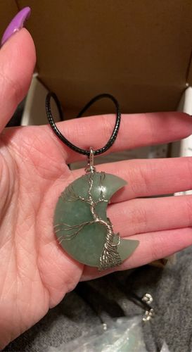 Customer photo review of Green Aventurine Wire Wrapped Tree of Life Moon Necklace