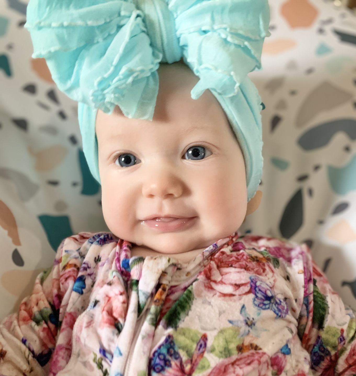 Customer photo review of Ruffled Headband- Aqua