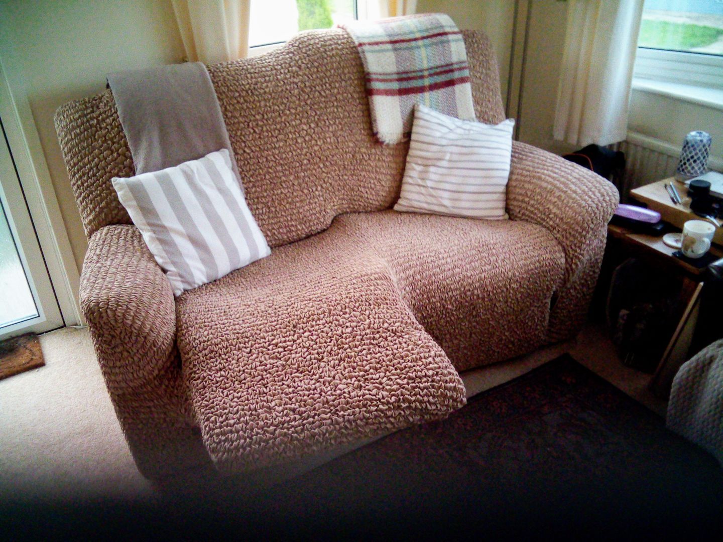 Customer photo review of 2 Seater Recliner Sofa Cover - Latte, Microfibra