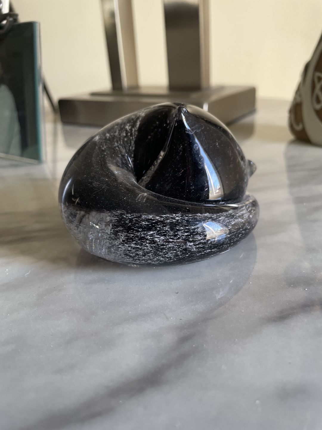 Customer photo review of Half-tone Sleeping Glass Cat with Infused Cremation Ashes
