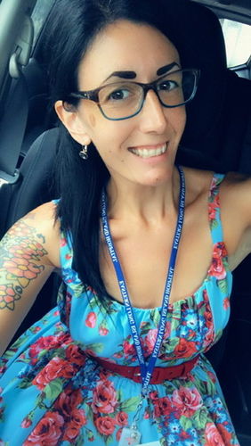 Customer photo review of Ingenue Dress in Vintage Blue and Red Rose Print - Vixen by Micheline Pitt