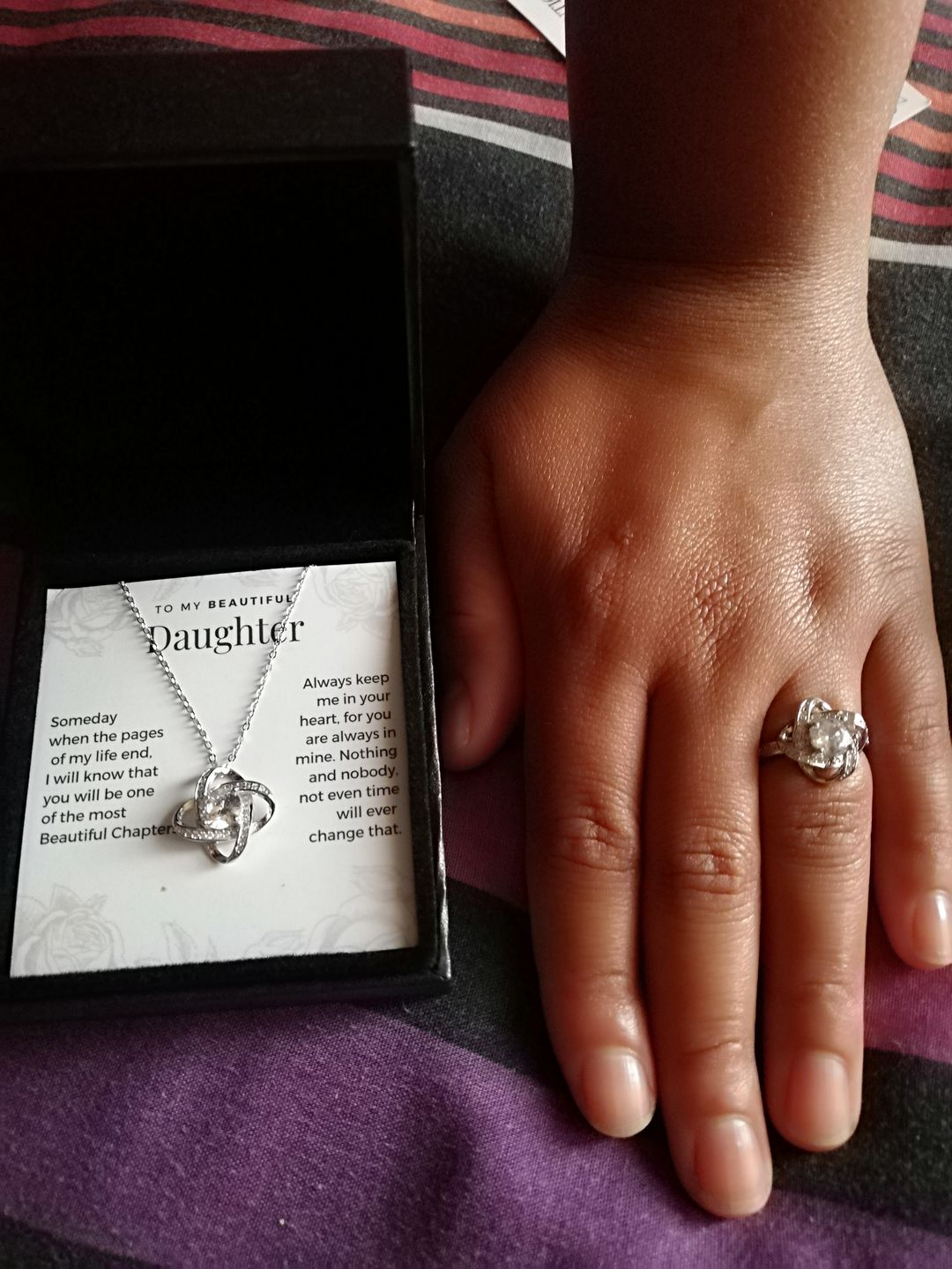 Customer photo review of Daughter | I Held You First | Love Knot Ring