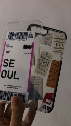 Customer photo review of Air Ticket Label iPhone Case