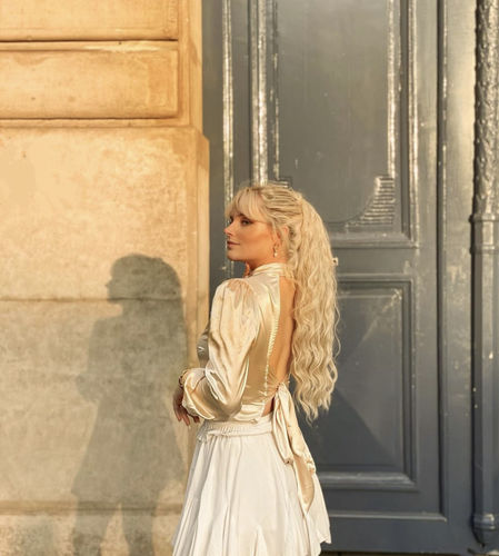 Customer photo review of ASHLEY Pearl Tree Branch Dangle Earrings