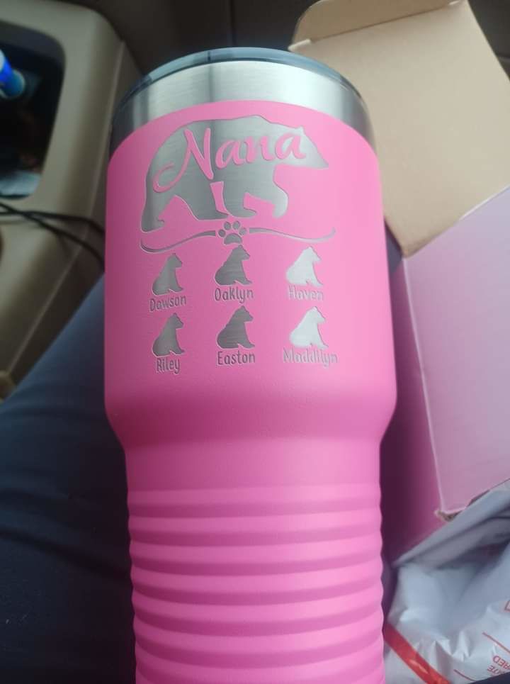 Customer photo review of NEW (CUSTOM) Grandparents Bear Engraved Tumblers