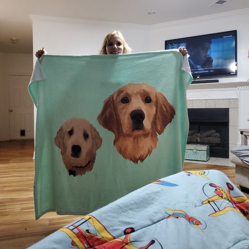 Customer photo review of Custom Pet Print Fleece Blanket