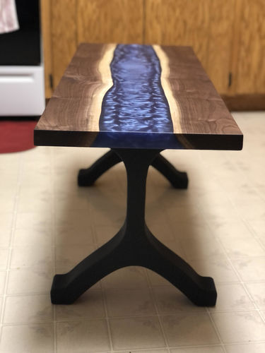 Customer photo review of Metal Bench Legs (16"H), Coffee Table Legs, Set of 2 pcs, Flowyline Metal Design, 101 Wishbone