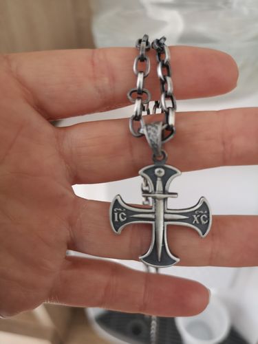 Customer photo review of Sterling Silver Oxidized Men's Cross Pendant Knights Templar
