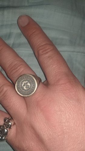 Customer photo review of Memento Mori Skull Signet Ring Sterling Silver Stoic Men's Jewelry