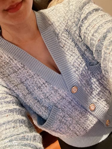 Customer photo review of Pocket Tweed Plaid Cardigan (SELECT SIZES FOR PRE-ORDER)