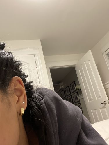 Customer photo review of Zirconia Stud Earrings - 14 Karat Gold