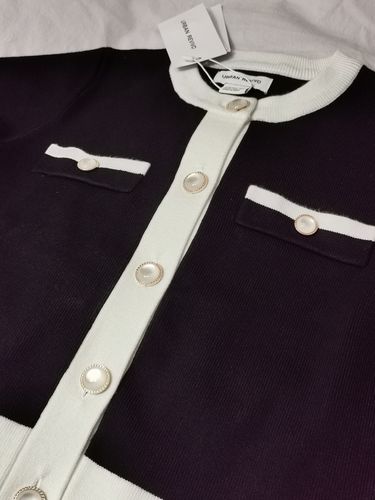Customer photo review of Contrast Trim Button Up Cardigan