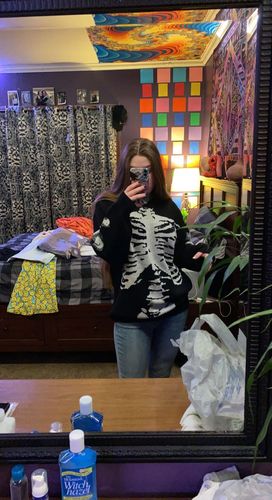 Customer photo review of NEV Dark Skeleton Print Knit Sweater