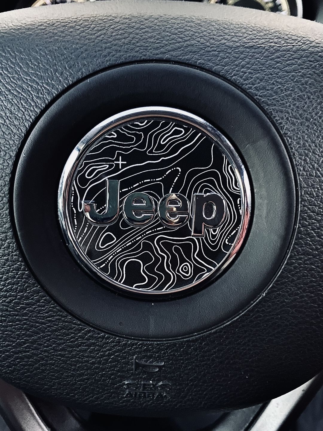 Customer photo review of Topographical Map Print Steering Wheel Decal for Jeep