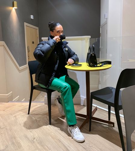 Customer photo review of Dual Pocket PU Leather Straight Pants