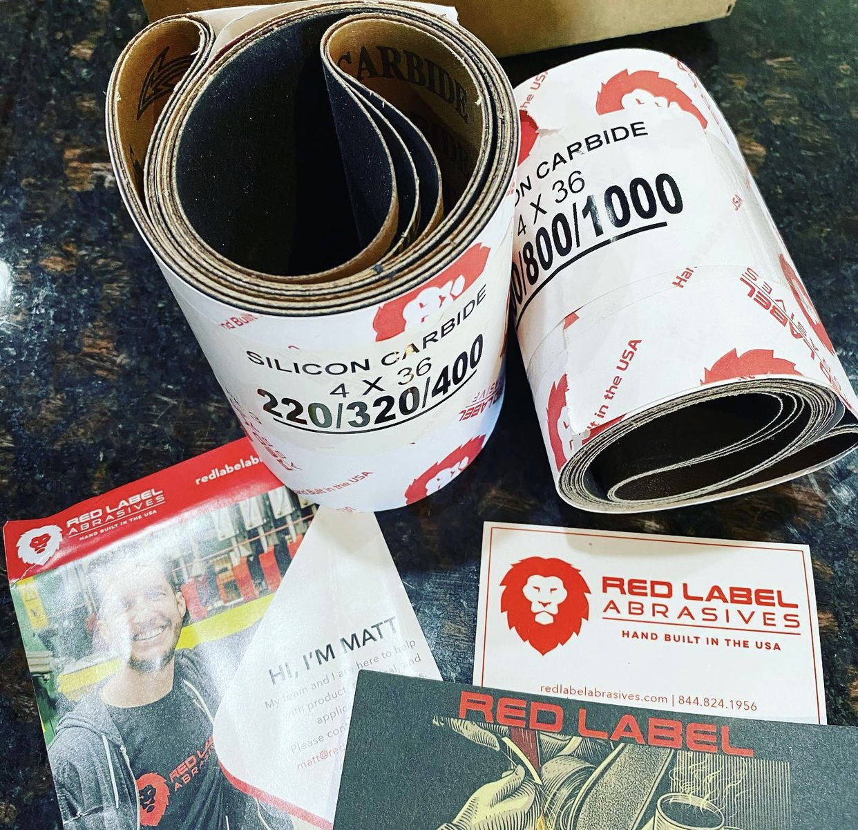 Customer photo review of 4 X 36 Inch Industrial Grade Silicon Carbide Sanding Belts, 3 Pack