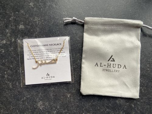 Customer photo review of Crystal Arabic Custom Necklace