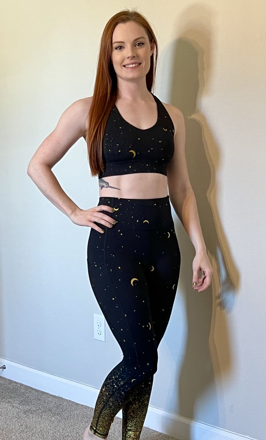Customer photo review of Criss Cross Sports Bra - Navy Moons | MT SPORT