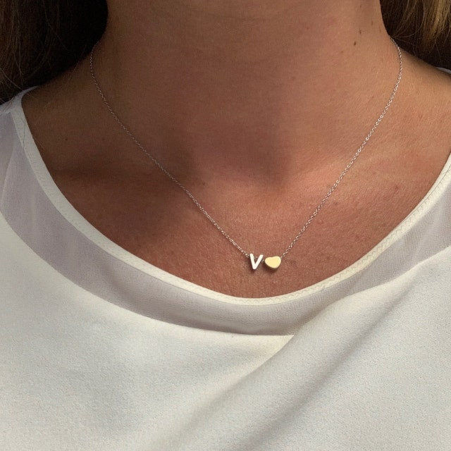 Customer photo review of Personalized Tiny Initial Necklace