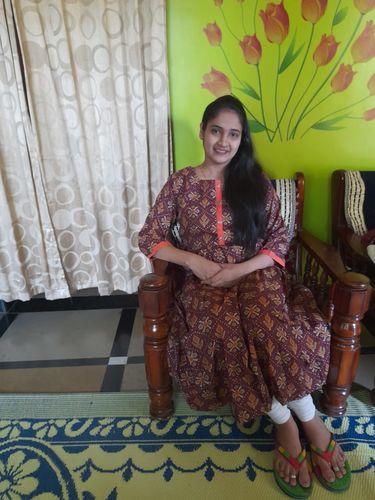 Customer photo review of Brown and Orange Katha Cotton Maxi