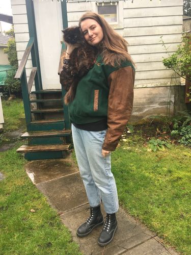 Customer photo review of Vintage Old Dutch Varsity Jacket Size Large