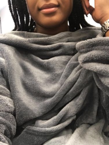 Customer photo review of The Long and Warm Solid Fleece Oversized Blanket Hoodie