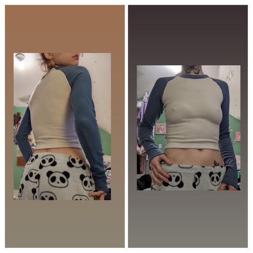 Customer photo review of Eco-Mousse™ Thermal Raglan Contrast Sleeve Top